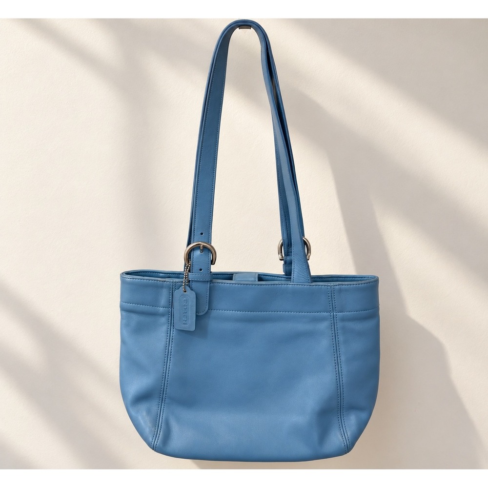 Vintage Coach 4157 Soho Waverly Buckle Bag Sky Blue Leather Shoulder Tote